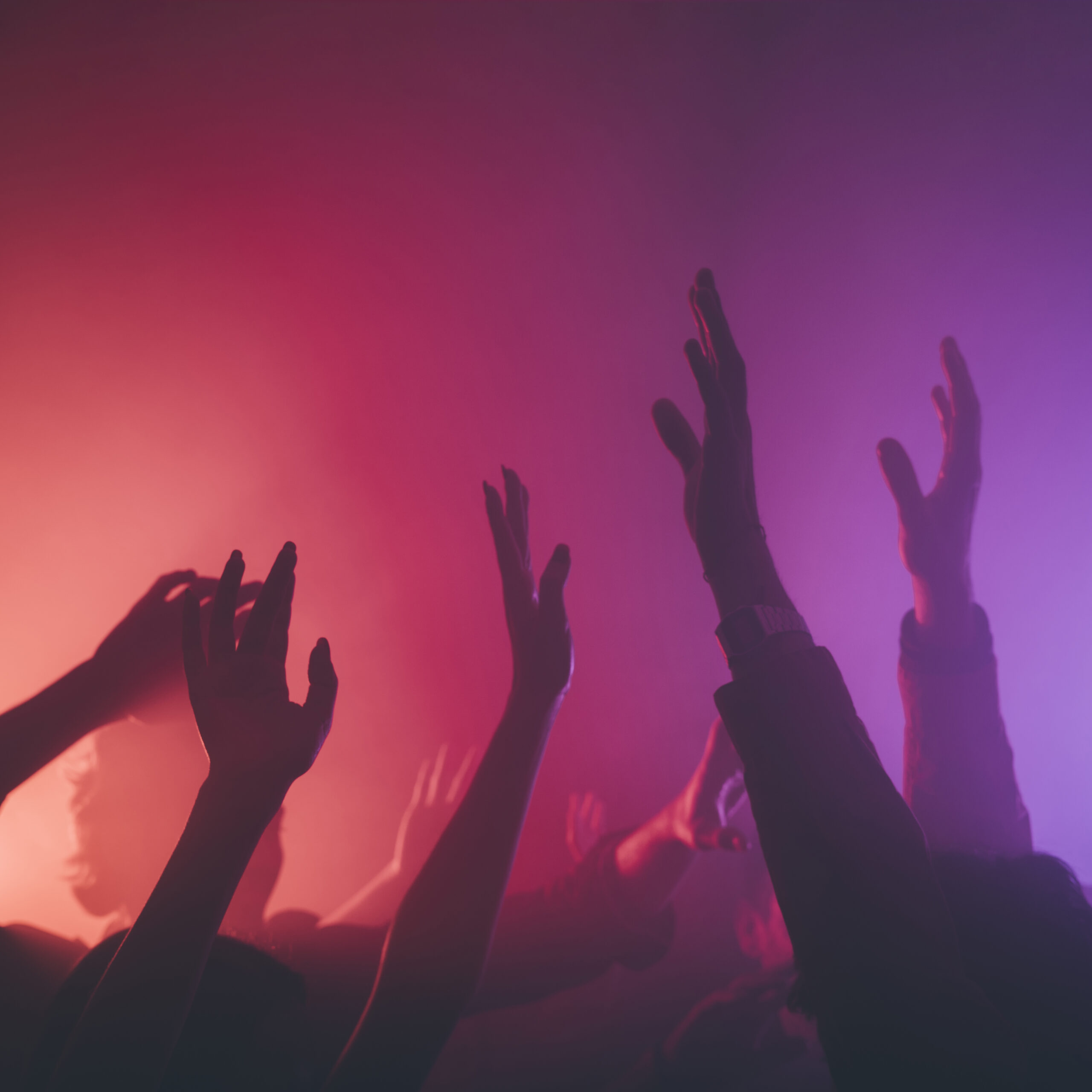 Raised hands in worship